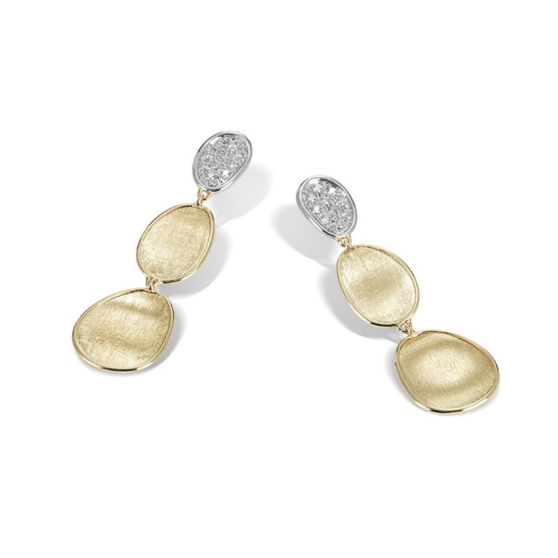 Gold And Diamond Lunaria Petite Triple Drop Earrings