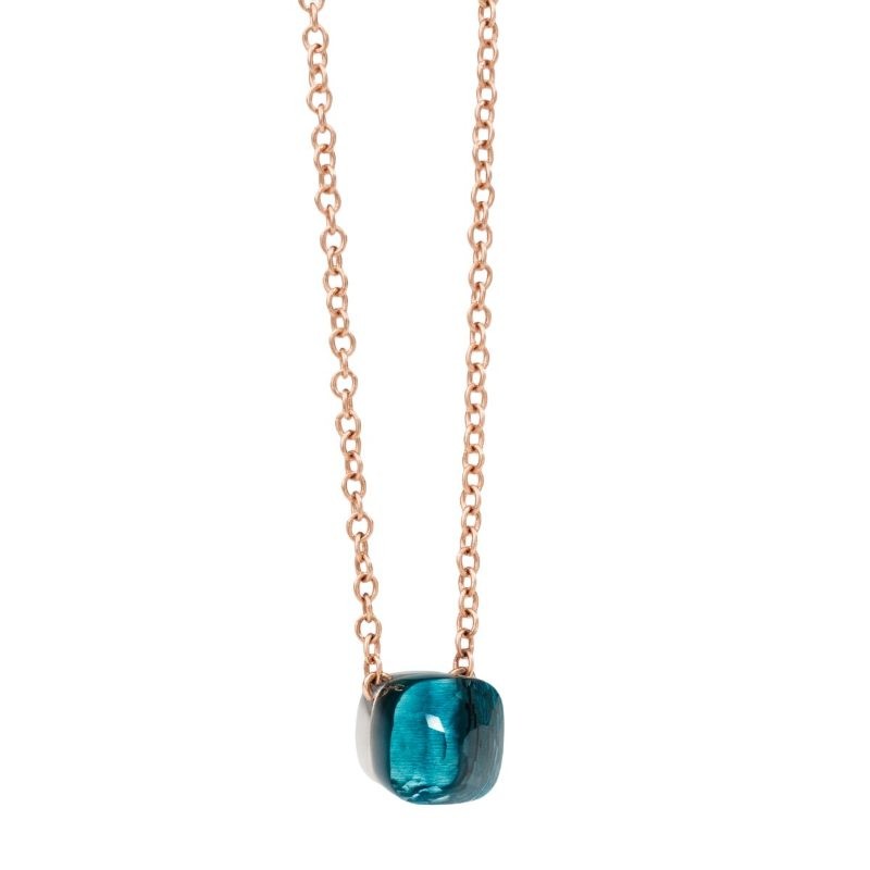 Gold And London Blue Topaz Nudo Gele Pendant Necklace