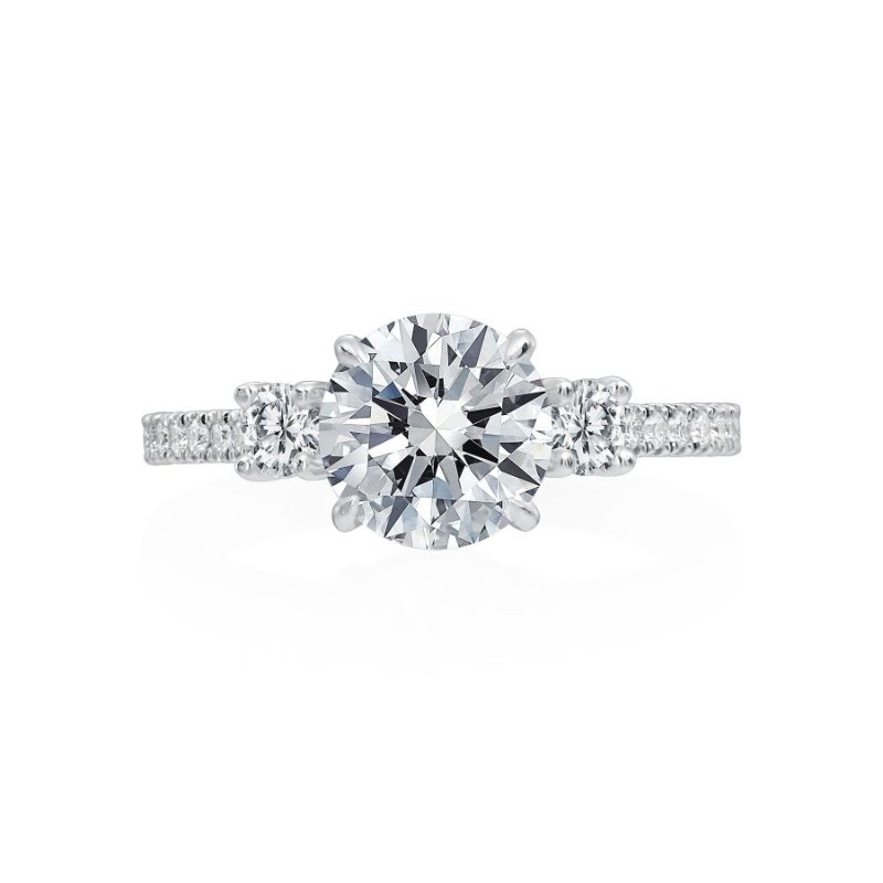 Roslyn Collection Platinum Diagon Three Stone Engagement Ring Mounting