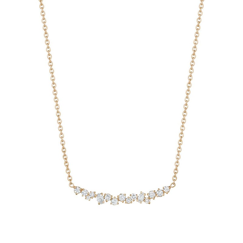 Curved Cluster Diamond Necklace - N18D11973