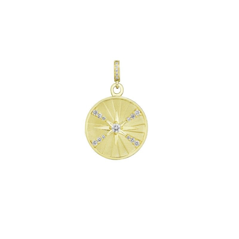 Gold And Diamond Star Medallion Charm - PDD03098