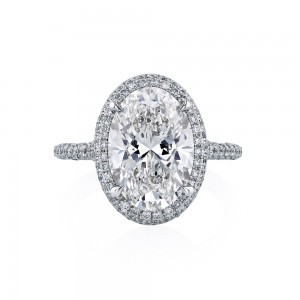 Platinum Oval Diamond Halo Ring