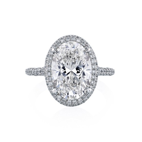 Platinum Oval Diamond Halo Ring