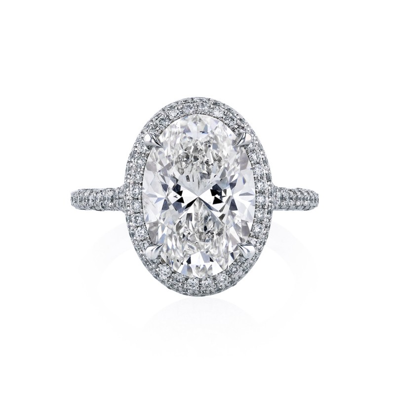 Platinum Oval Diamond Halo Ring