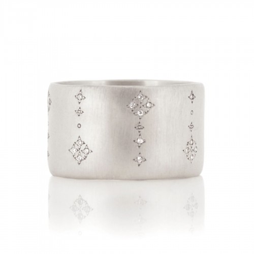 Sterling Silver and Diamond Wide Shooting Star Band