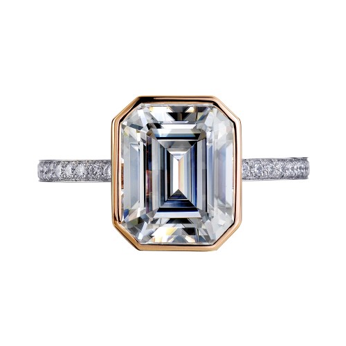 Rose Gold Emerald Cut Diamond Engagement Ring Mounting