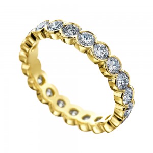 Yellow Gold Scalloped Eternity Band Ring