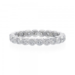 Roslyn Collection Platinum Milgrained Diamond Band Ring