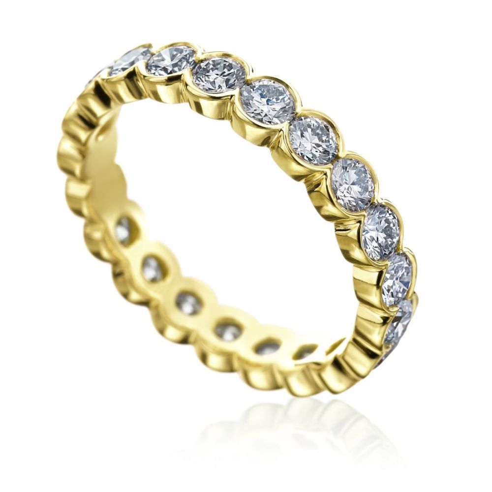 Yellow Gold Scalloped Eternity Band Ring - RBD17202